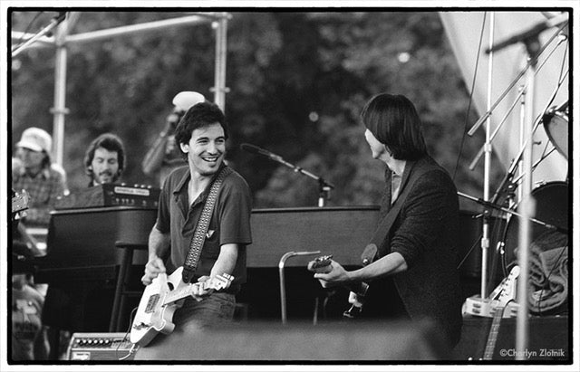 Bruce Springsteen and Jackson Browne photographed together in New York by Charlyn Zlotnik, 1982.