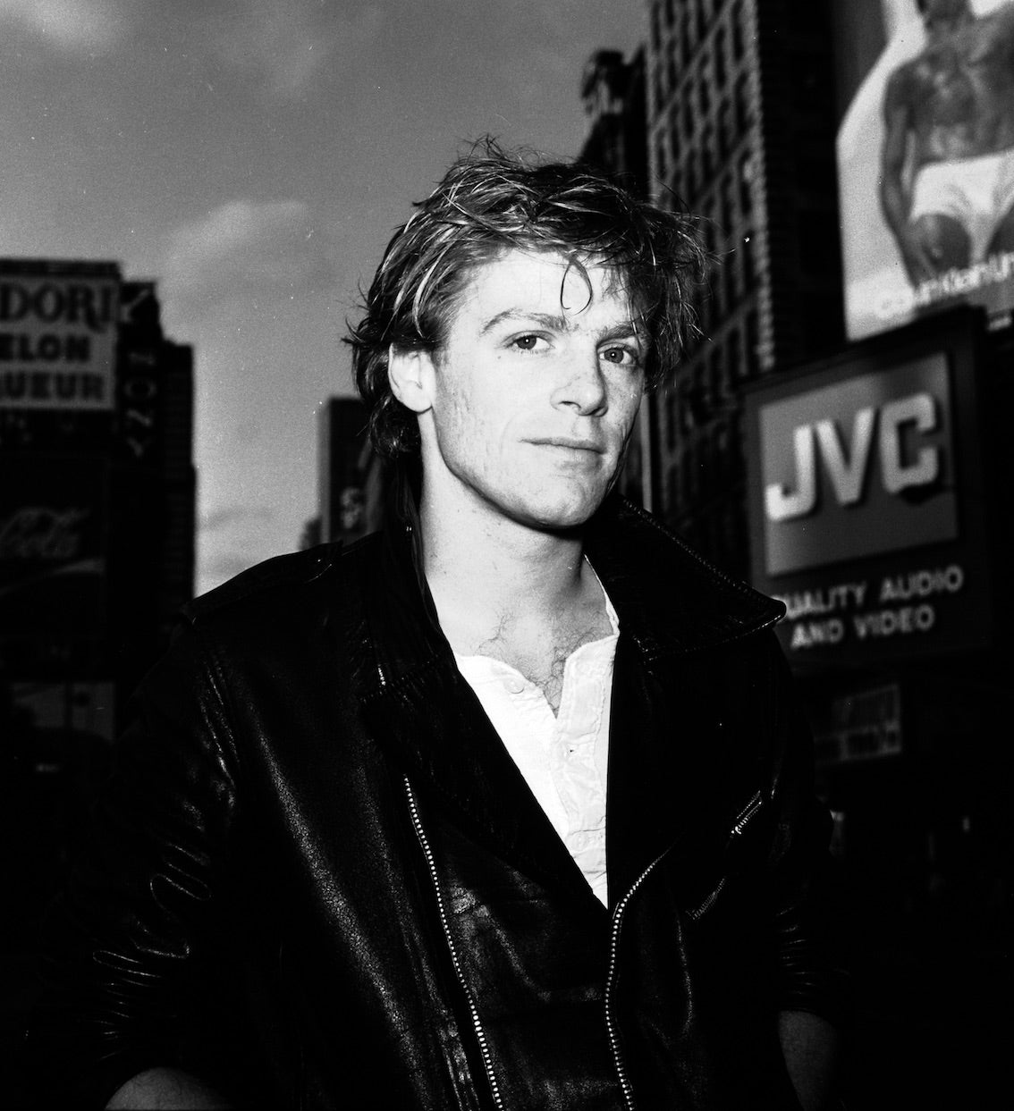 Bryan Adams in Times Square, New York City, 1979, photographed by George DuBose.