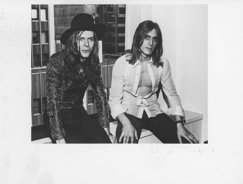 David Bowie with Mick Ronson, 1973, photographed by Mick Rock. Unique vintage gelatin silver print.
