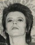 David Bowie in close-up, Chicago, 1973, photographed by Mick Rock. Unique vintage gelatin silver print.