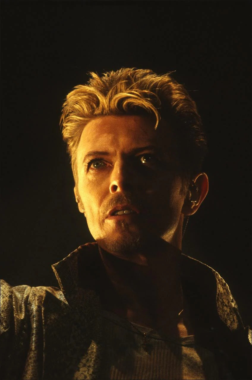 David Bowie, Giants Stadium, New Jersey, 1990, photographed by Allan Tannenbaum.