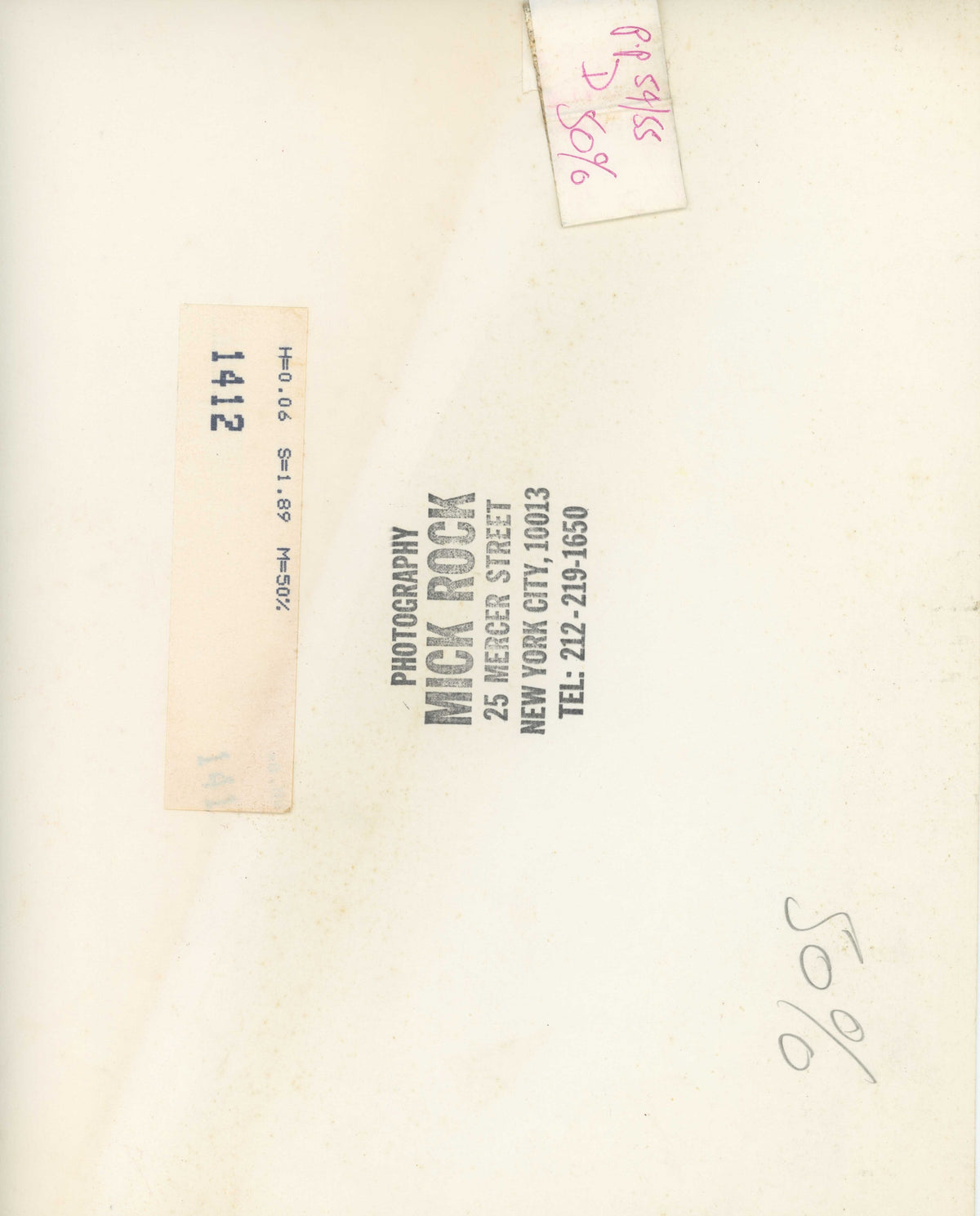 Verso of the David Bowie Guildford Civic Hall vintage print, stamped by Mick Rock.