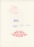 Verso of the David Bowie Live at Oxford Town Hall vintage print, hand-annotated and stamped by Mick Rock.
