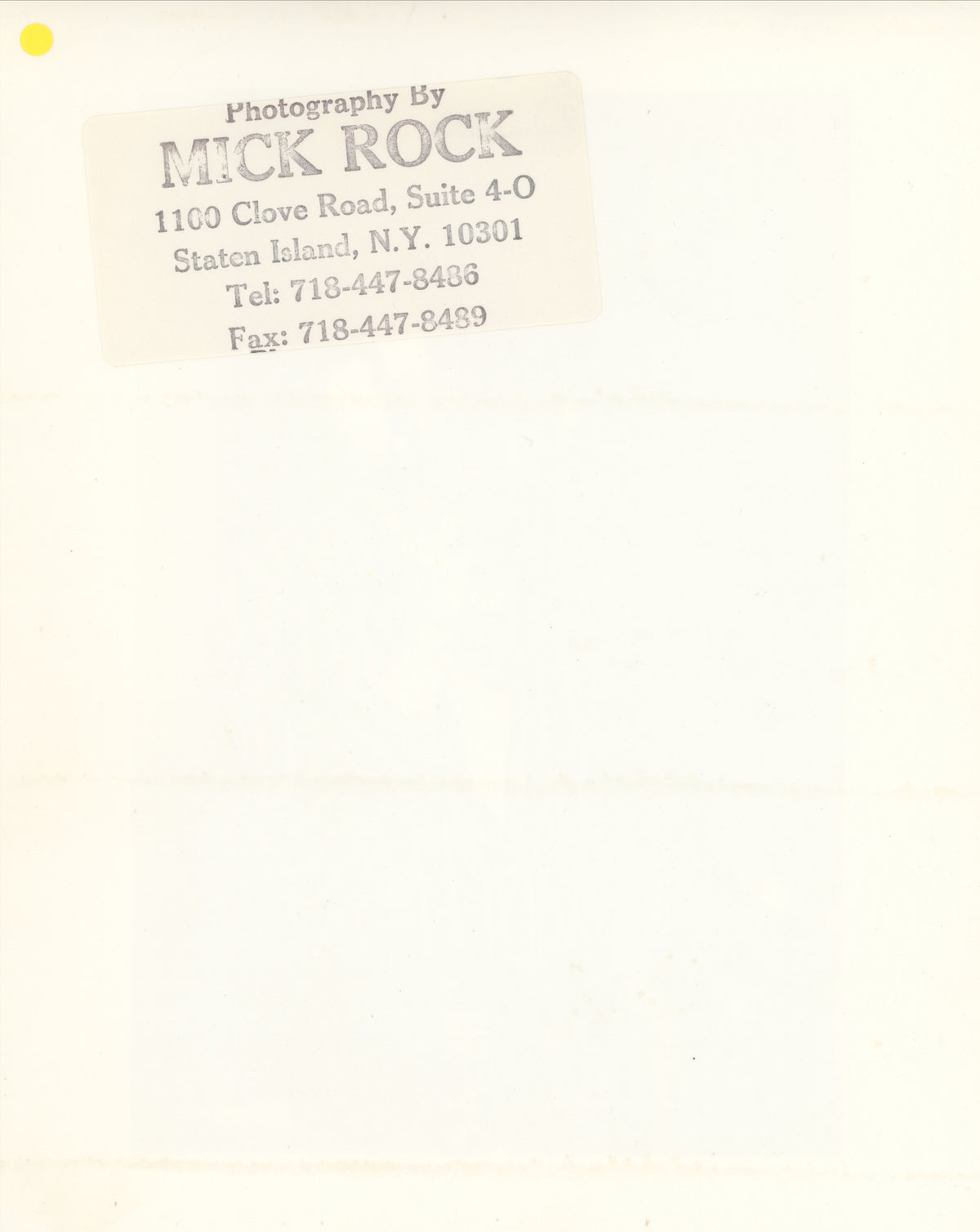 Verso of the David Bowie Pin Ups recording session vintage print, stamped by Mick Rock.