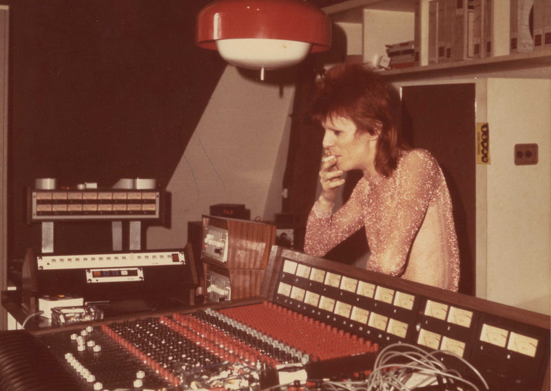 David Bowie in the recording studio, 1973, photographed by Mick Rock. Unique vintage chromogenic colour print.