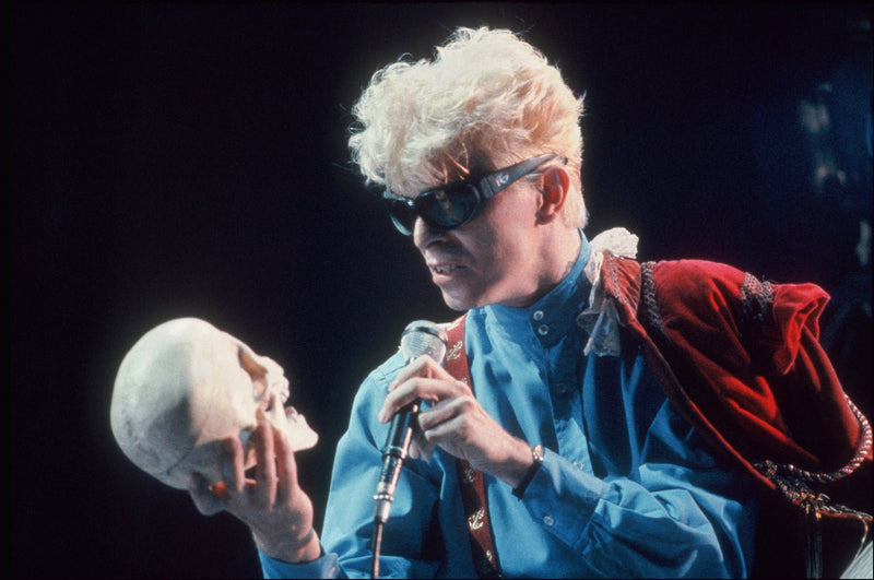 David Bowie, Skull, New York City, 1983 — photograph by Allan Tannenbaum.