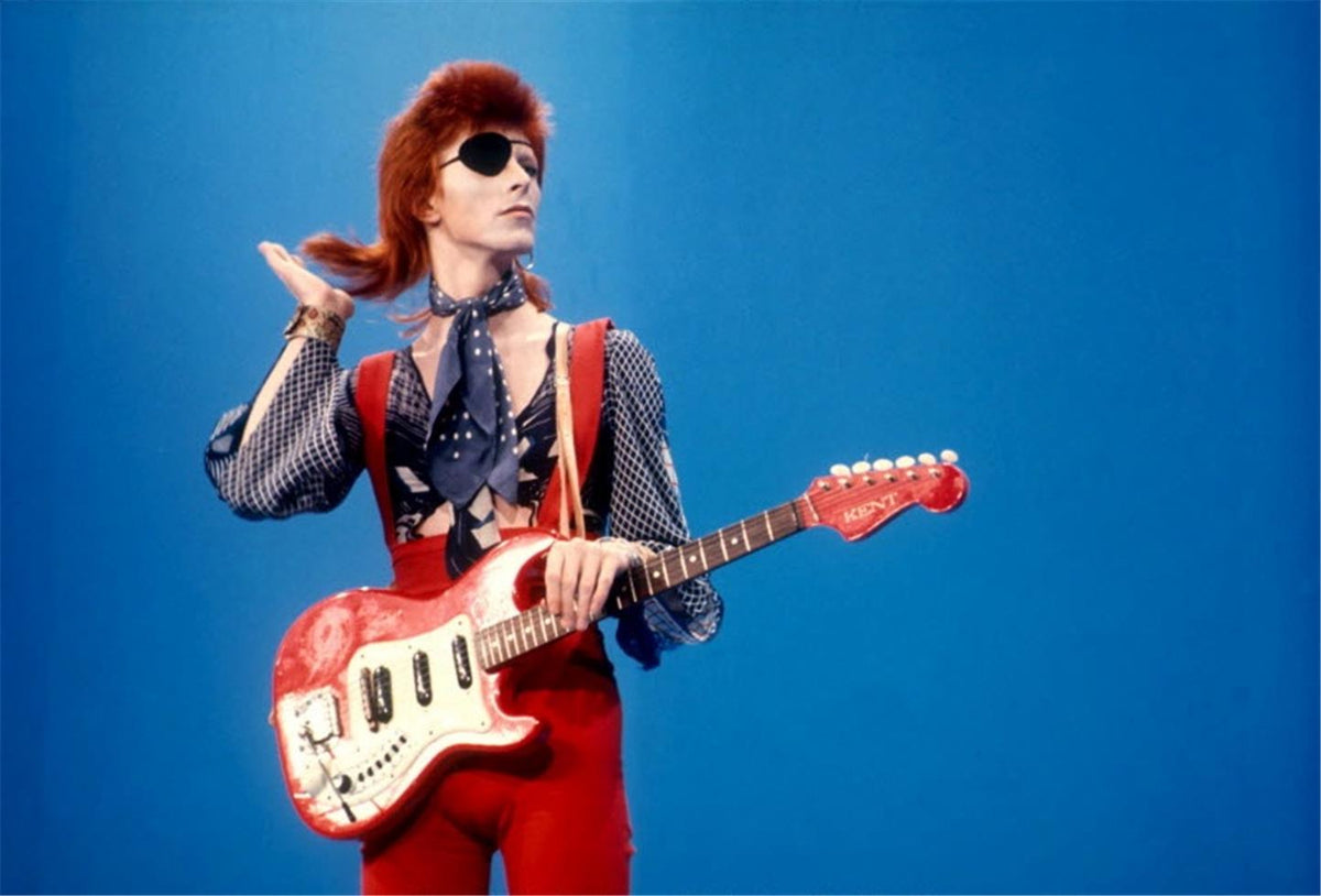 David Bowie at the TopPop television studio, the Netherlands, 1974, photographed by Barry Schultz.