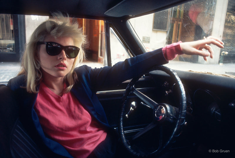 Debbie Harry in a car, New York City, 1977, photographed by Bob Gruen.