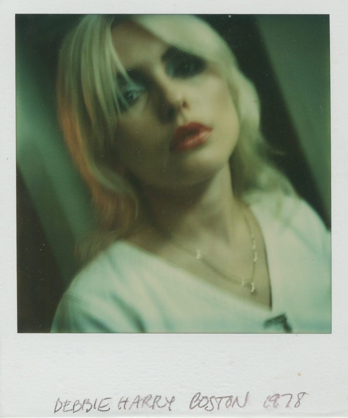 Original Polaroid of Debbie Harry photographed by Roberta Bayley in Boston, 1978, unique vintage instant photograph with handwritten caption.