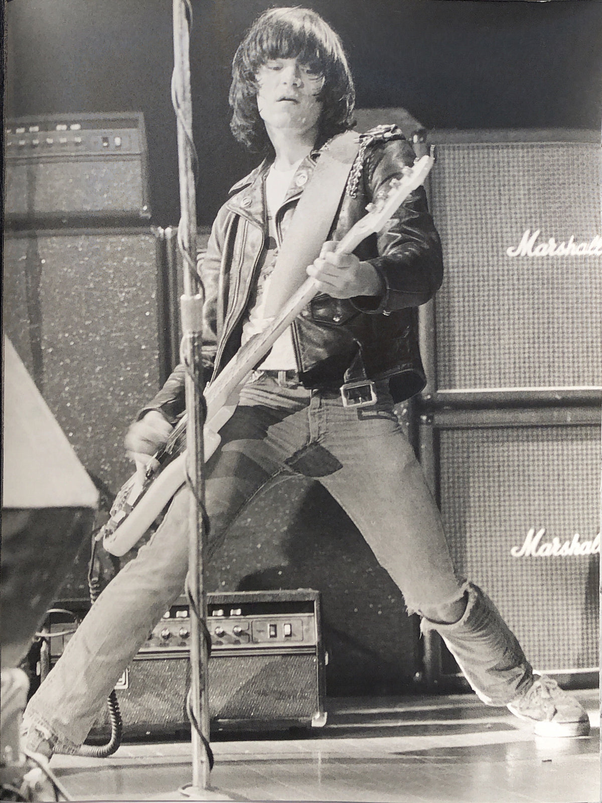 Dee Dee Ramone, Live, Tower Theater, Philadelphia, PA, 1978, photographed by Bob Gruen. Vintage silver gelatin print.