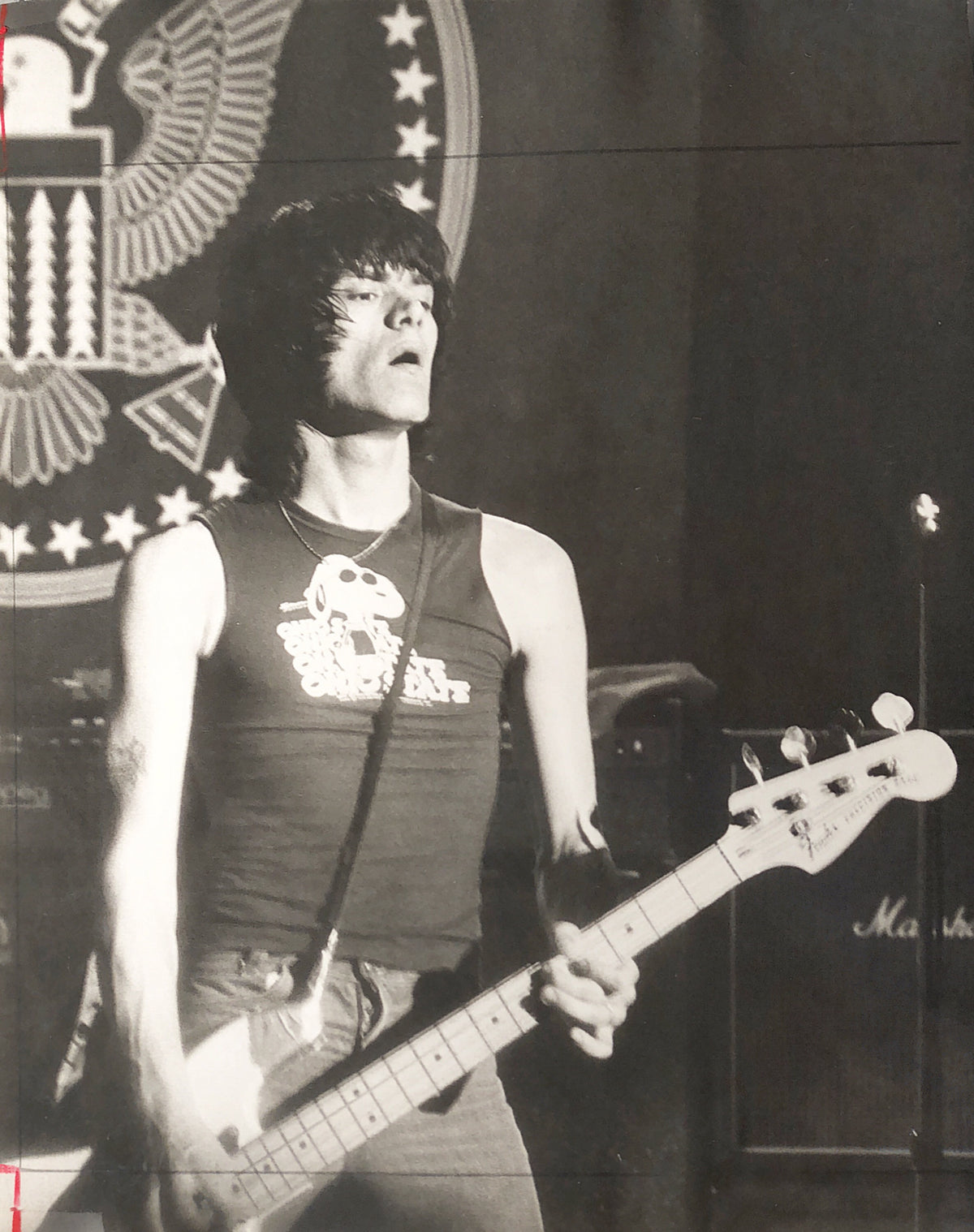 Dee Dee Ramone, On Stage, Central Park, New York City, 1979, photographed by Bob Gruen. Vintage silver gelatin print.