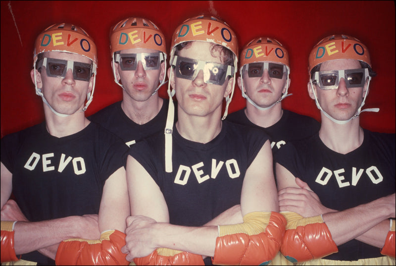 Devo, New York City, 1978, photographed by Allan Tannenbaum.