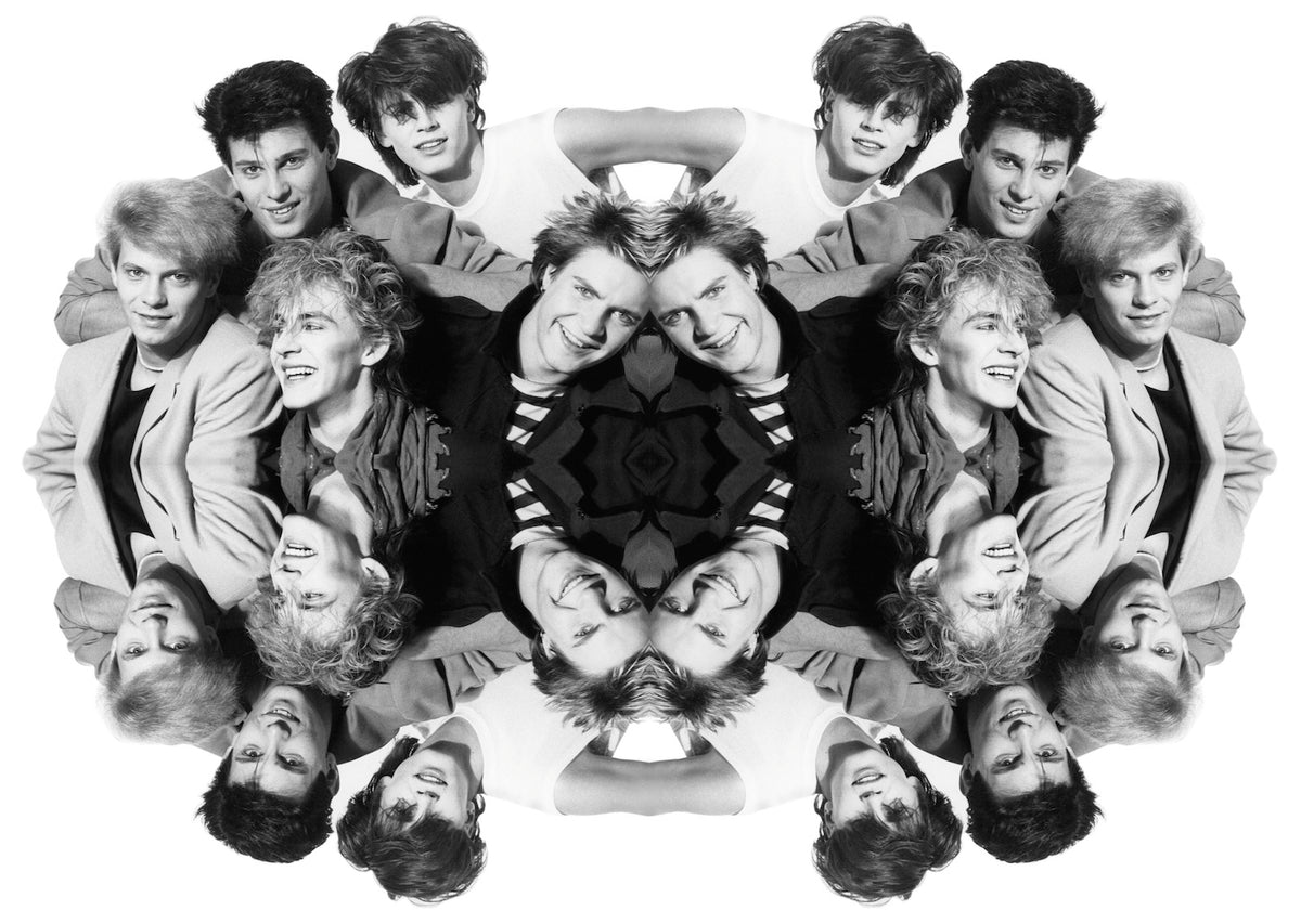 Duran Duran, kaleidoscope mirror portrait, New York City, 1981, photographed by George DuBose.