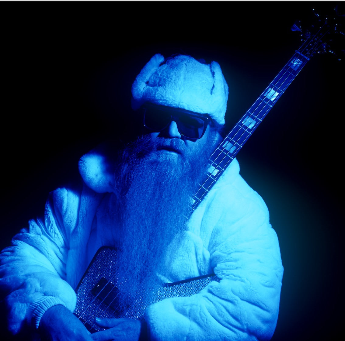 Dusty Hill of ZZ Top, studio portrait, Montreal, c. 1985, photographed by George DuBose.