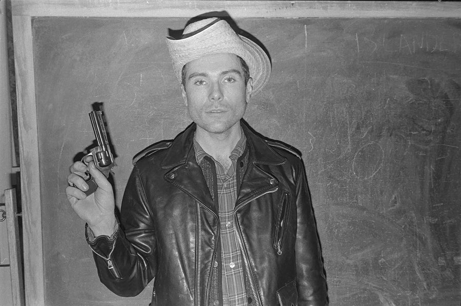 Glenn O'Brien on the set of TV Party, New York City, c. 1979, photographed by Bobby Grossman.