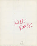 Verso of the Iggy Pop New York City contact sheet, hand-annotated by Mick Rock.