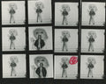 Original contact sheet of Iggy Pop against a spray-painted background, New York City, 1980, by Mick Rock. Unique vintage gelatin silver print.