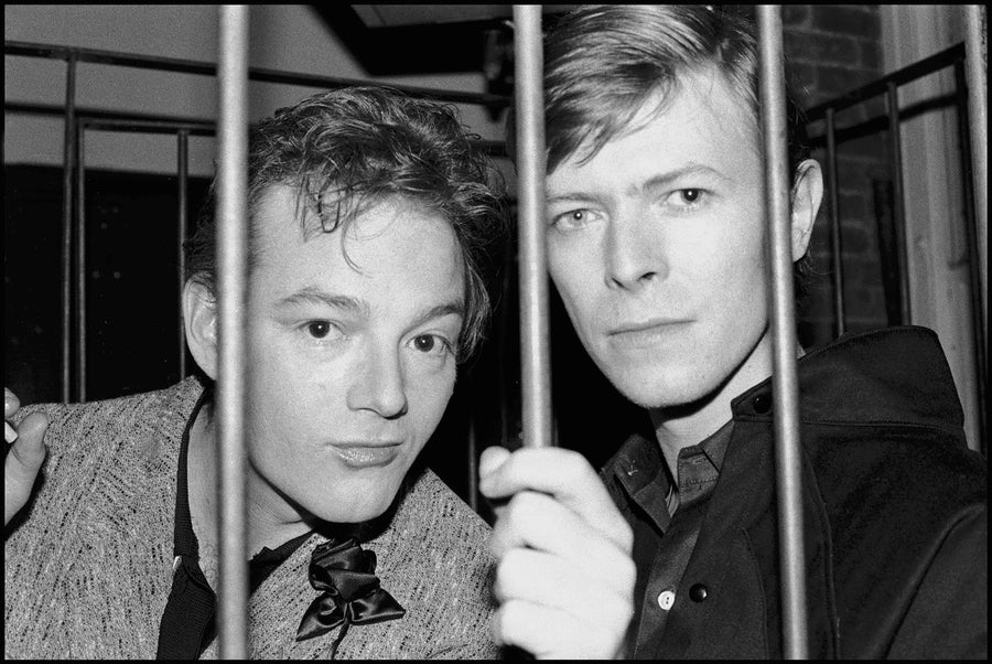 Jackie Curtis and David Bowie, the Mudd Club, New York City, 1979, photographed by Bobby Grossman.