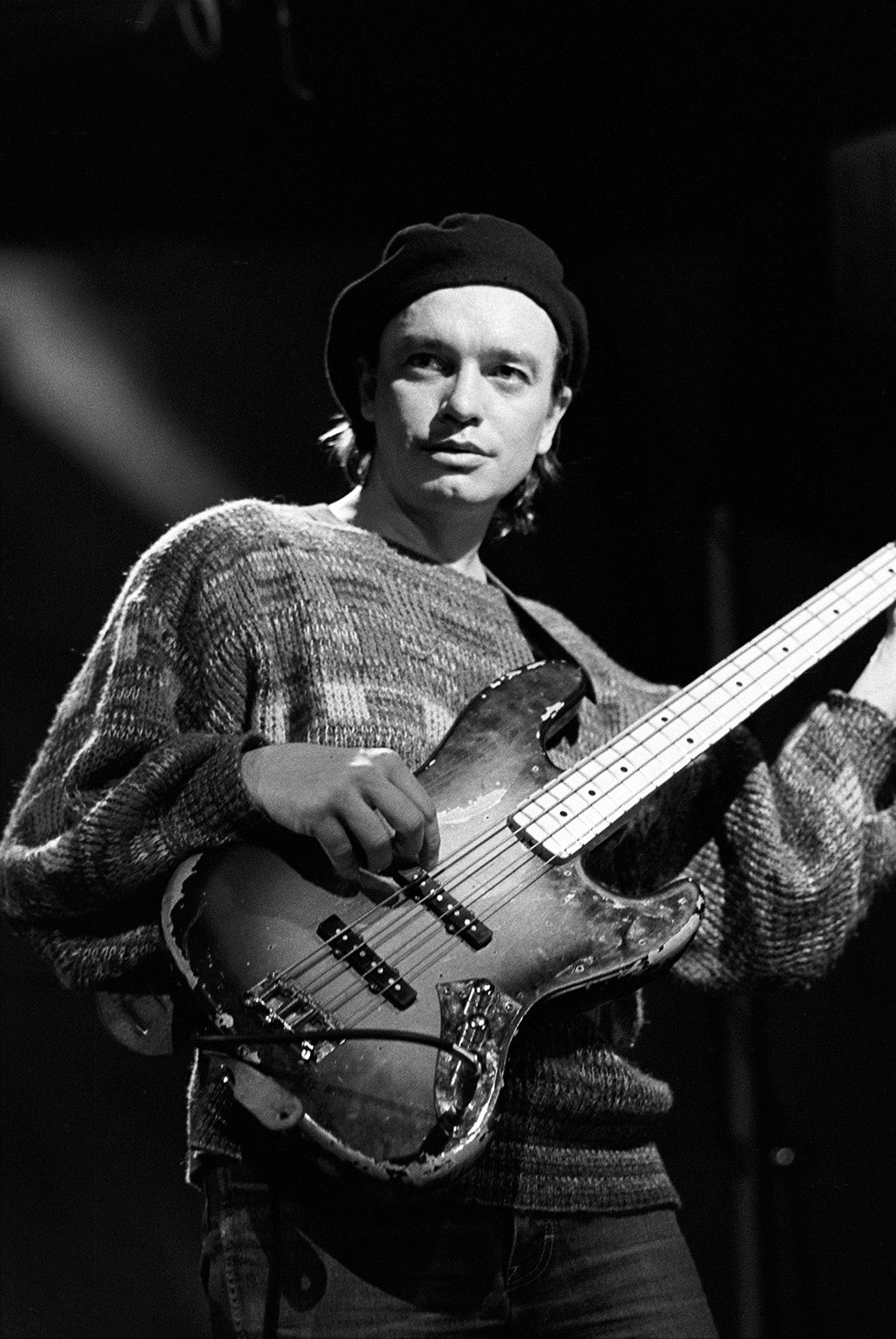 Jaco Pastorius, Drummers Collective, New York City, 1985. Photograph by Ebet Roberts.