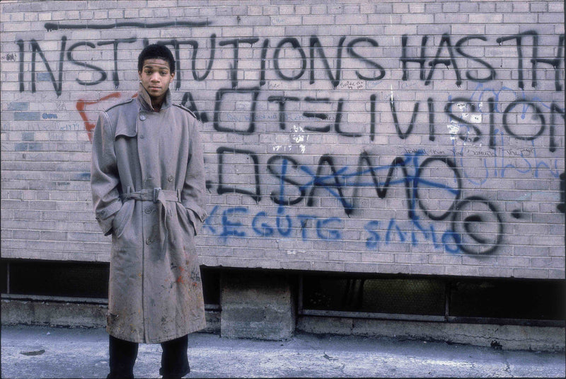 Jean-Michel Basquiat with green superball, New York City, c. 1980, photographed by Bobby Grossman.