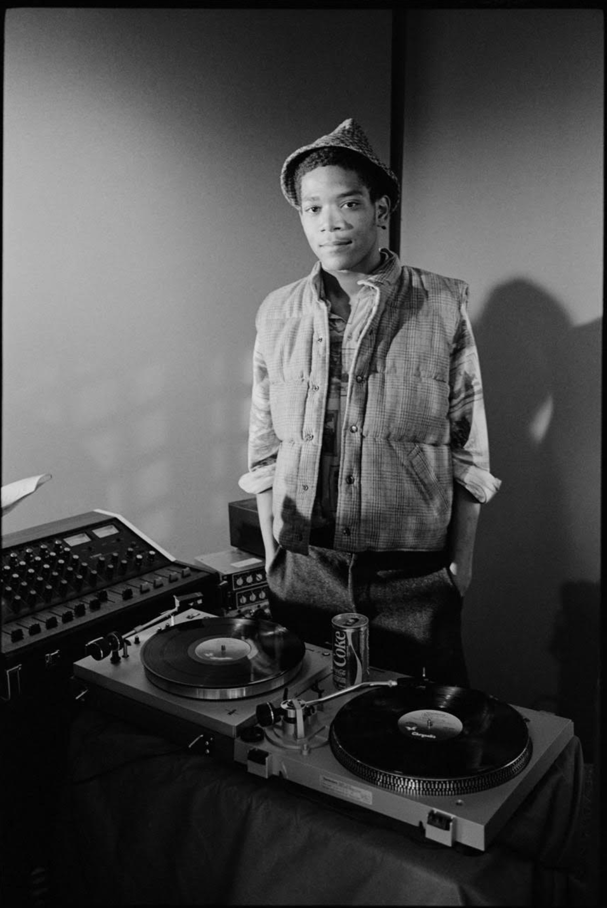 Jean-Michel Basquiat on the set of Blondie's Rapture video, New York City, 1981, photographed by Chris Stein.
