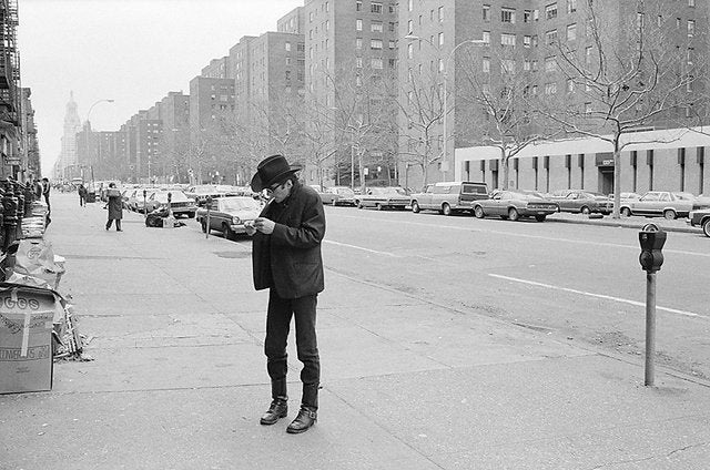 Joe Strummer, 14th Street, New York City, 1980, photographed by Roberta Bayley.