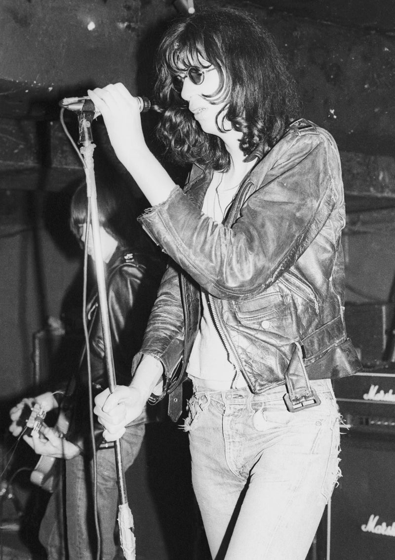 Joey Ramone performing live in Liverpool, UK, 1978, photographed by Ian Dickson.