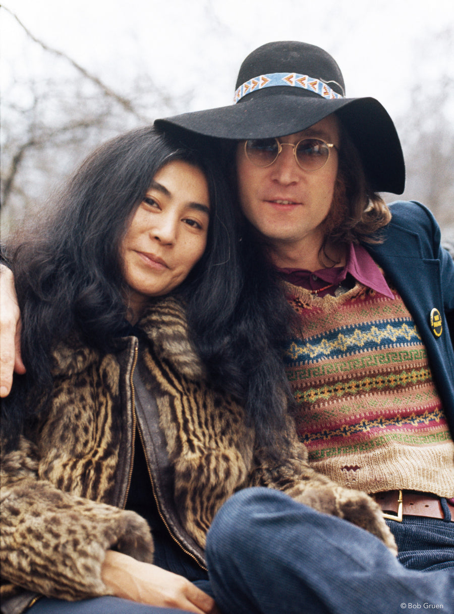 John Lennon and Yoko Ono on Central Park West in New York City, 1973, photographed by Bob Gruen.