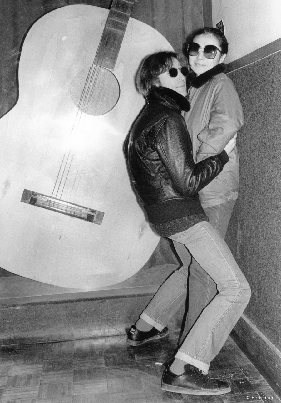 John Lennon and Yoko Ono at Record Plant Studios in New York City, 1980, photographed by Bob Gruen.