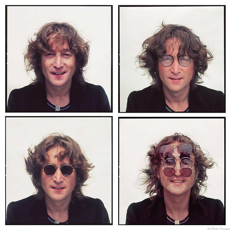Four portraits of John Lennon from the Walls and Bridges session in New York City, 1974, photographed by Bob Gruen.