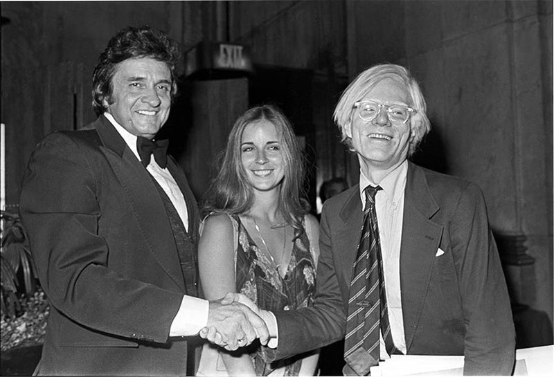 Johnny Cash, Carlene Carter and Andy Warhol photographed together by Charlyn Zlotnik.