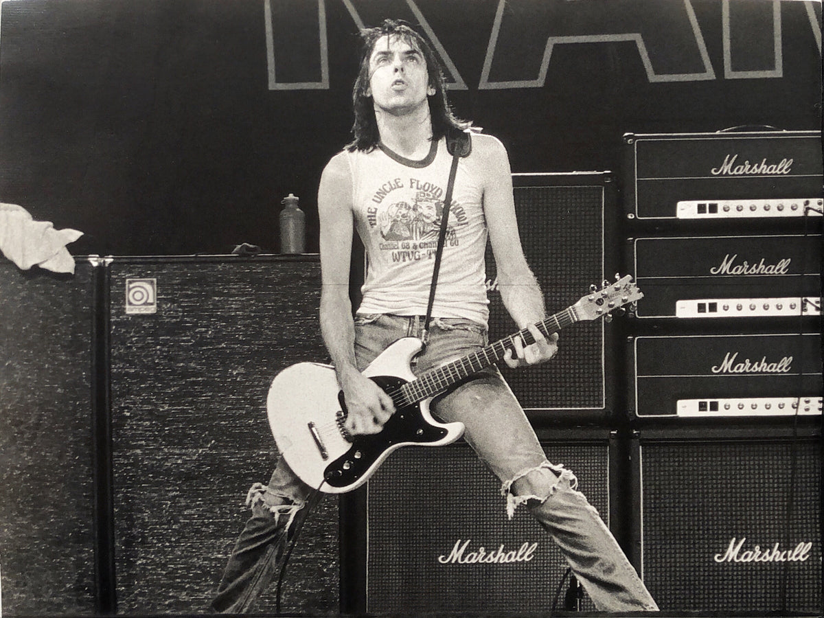 Johnny Ramone, Live, Central Park, New York City, 1979, photographed by Bob Gruen. Vintage silver gelatin print.