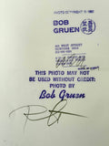 Detail of Bob Gruen’s signature and copyright stamp on the vintage John Lennon, 1977 gelatin silver print.