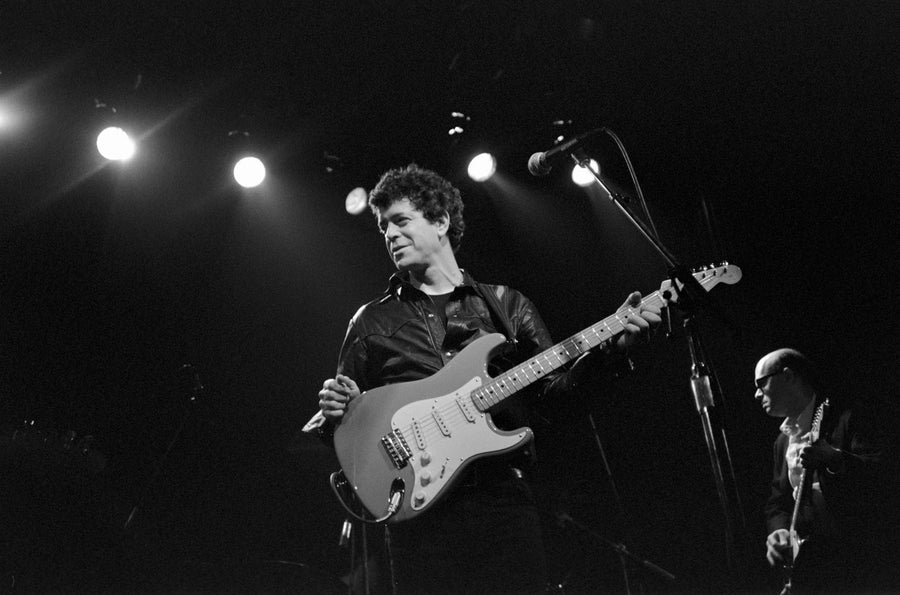Lou Reed at the Bottom Line, New York City, 1983, photographed by Bobby Grossman.