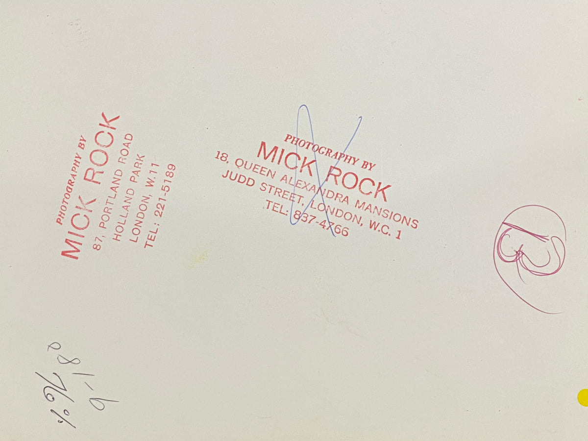 Verso of the Lou Reed, Mick Jagger, David Bowie and Bob Dylan vintage print.