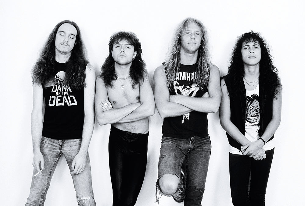 Metallica group portrait during the Damage, Inc. Tour, 1986, photographed by Mark Weiss.