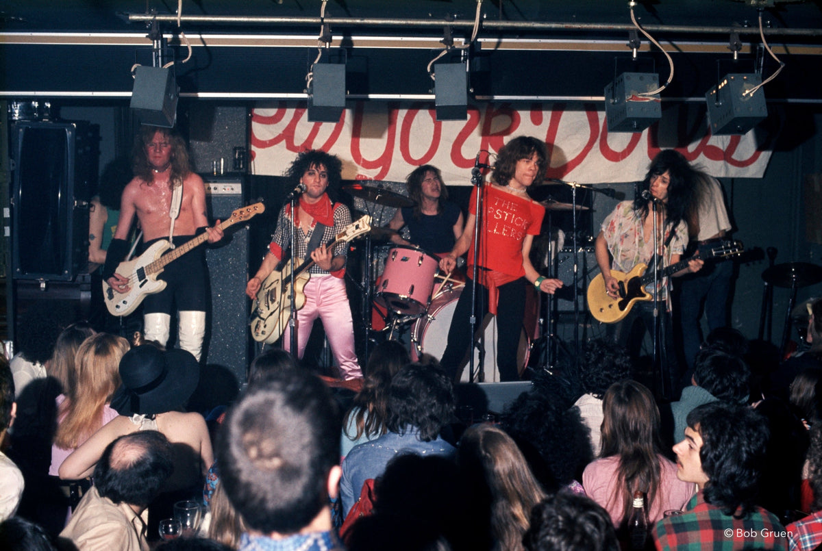 New York Dolls on Stage, Max's Kansas City, New York City, 1974, photographed by Bob Gruen.