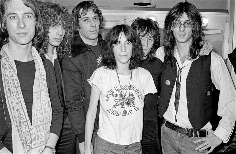 Patti Smith Group and John Cale, The Bottom Line, New York City, 1975, photographed by Allan Tannenbaum.