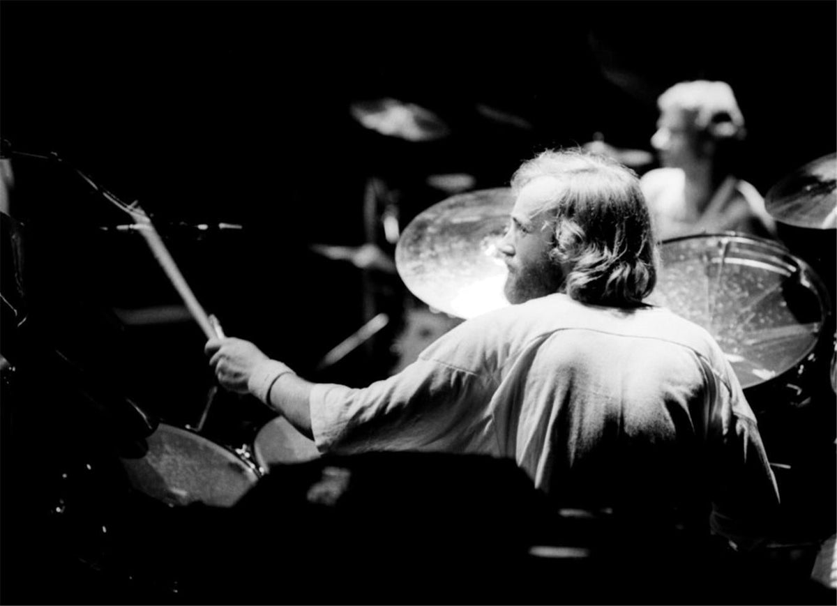 Phil Collins of Genesis performing in Rotterdam, the Netherlands, 1978, photographed by Barry Schultz.