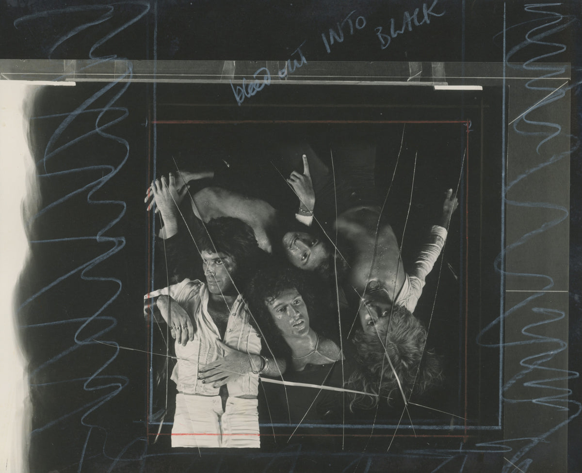 Queen during the Sheer Heart Attack photo session, London, photographed by Mick Rock. Unique vintage gelatin silver print.