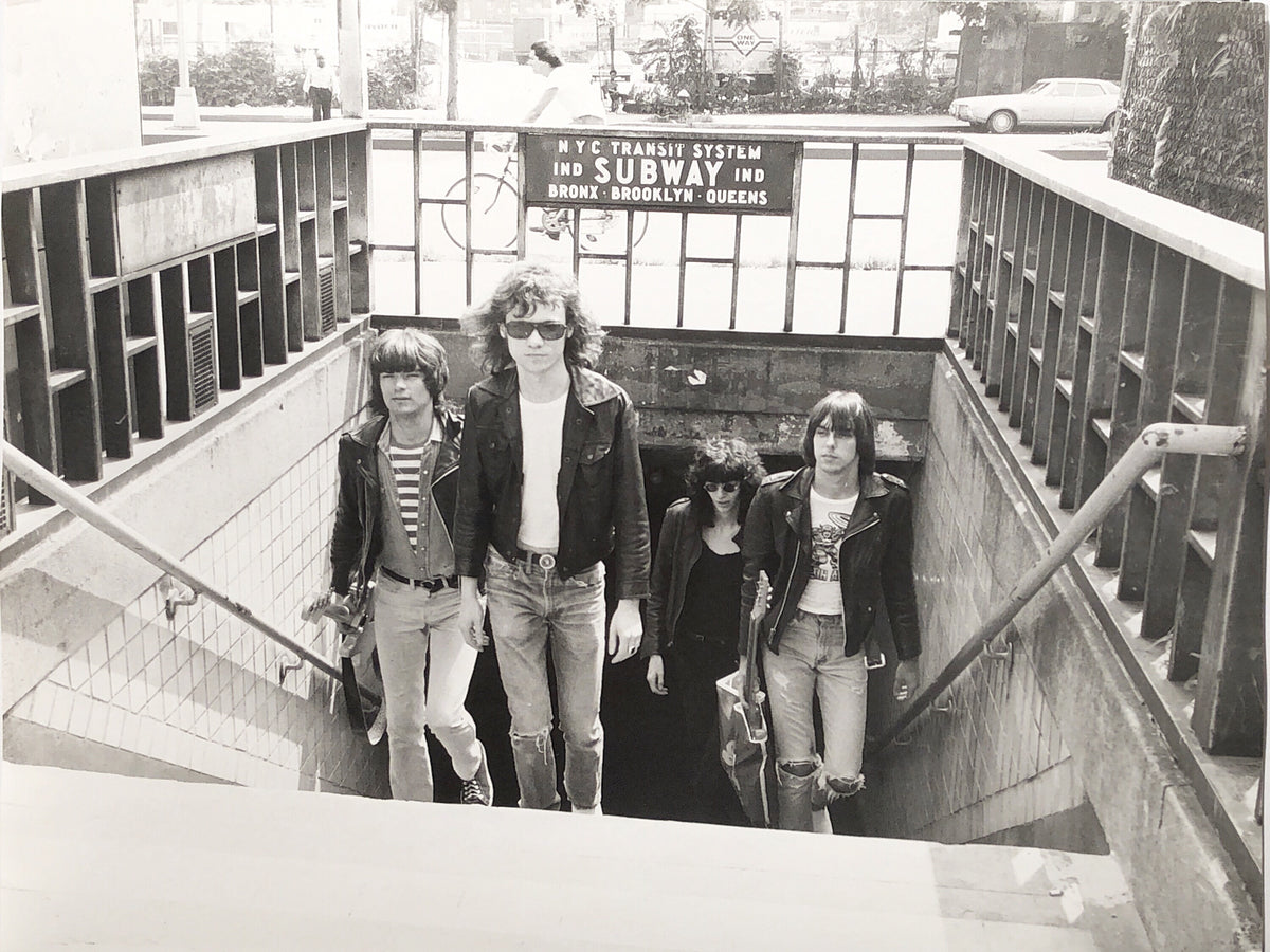 Ramones, Out of the Subway, New York City, 1975, photographed by Bob Gruen. Vintage silver gelatin print.