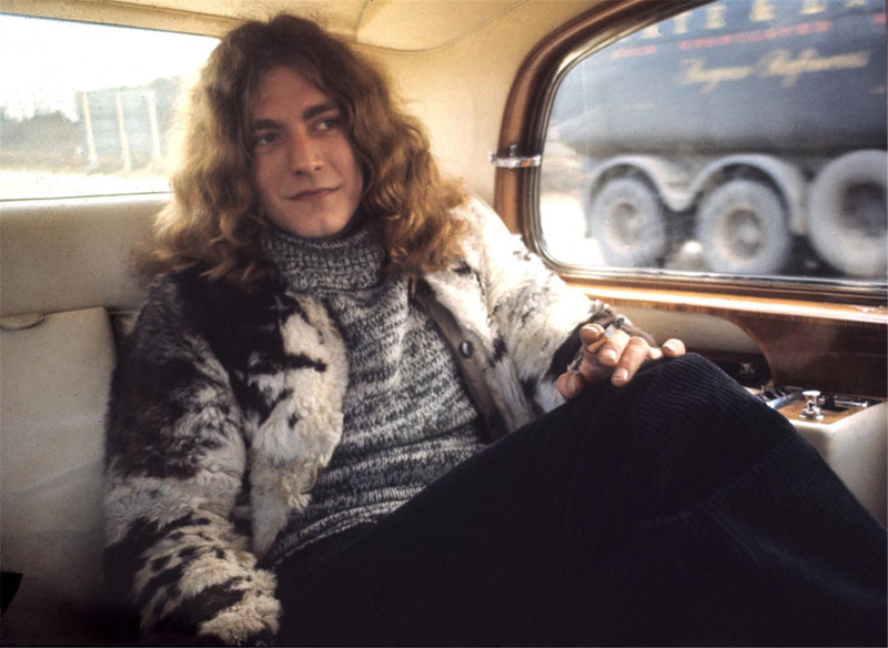Colour photograph of Robert Plant of Led Zeppelin, 1970, by Barrie Wentzell.