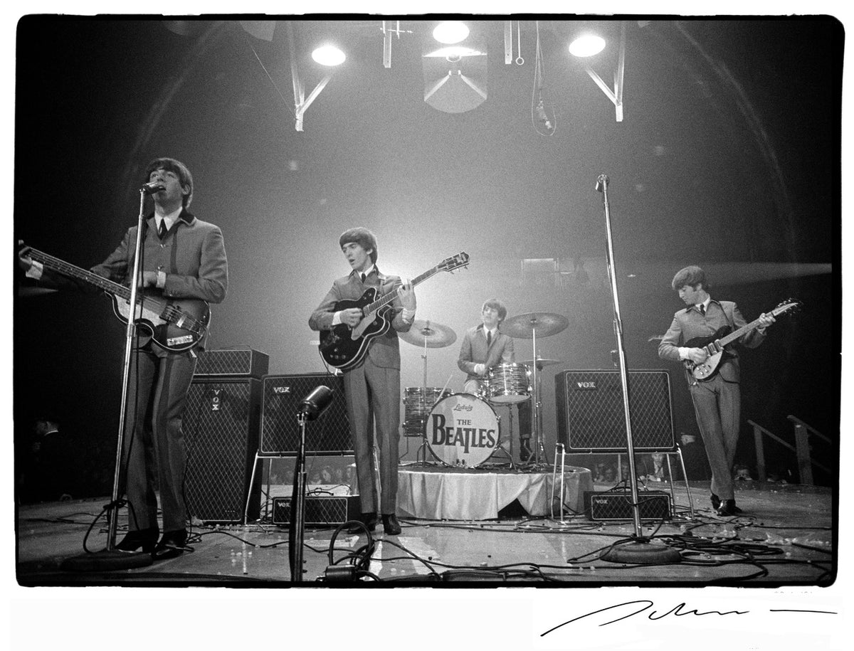 The Beatles at Washington Coliseum, Washington, DC, 1964, photographed by Rowland Scherman.