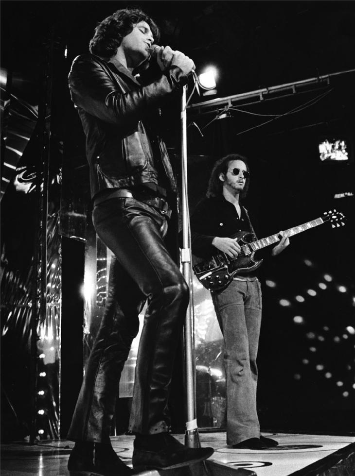 The Doors at the BBC TV Studios in London, 1968, photographed by Barrie Wentzell.