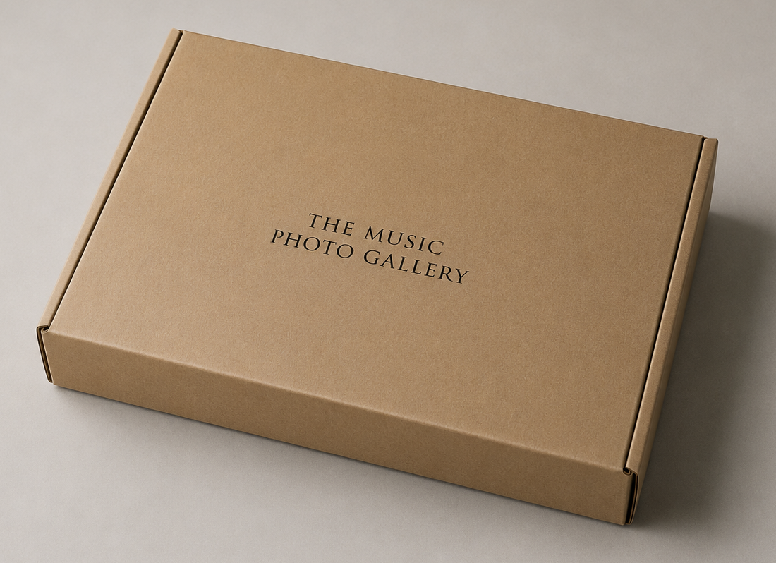 The Music Photo Gallery museum-standard shipping box for fine art photography.