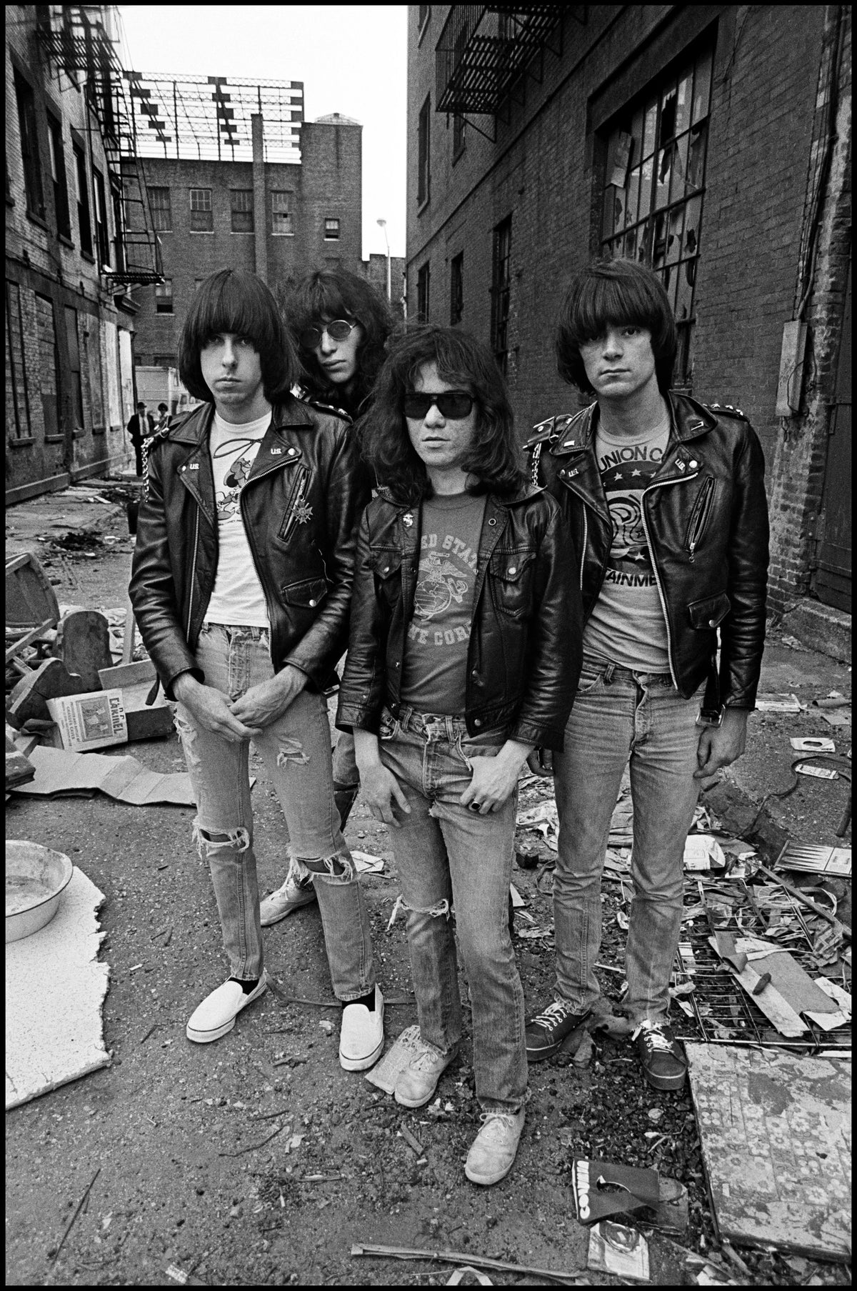 The Ramones, Bowery Alley, New York City, 1977, photographed by Chalkie Davies.