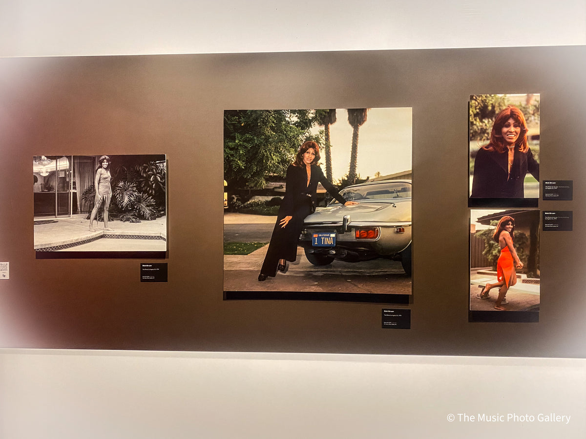 Wall of color photographs of Tina Turner in Tina Turner: A Journey to the Future at the Museum of Image and Sound (MIS), São Paulo, Brazil.