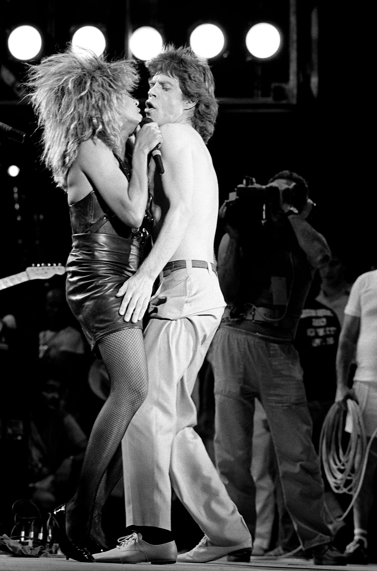 Tina Turner and Mick Jagger, Philadelphia, 1985. Photograph by Ebet Roberts.