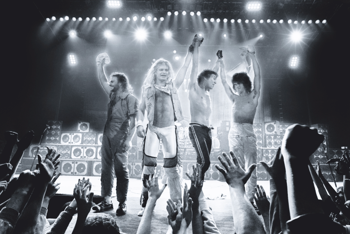 Van Halen photographed live on stage during the Fair Warning Tour, 1981, by Mark Weiss.