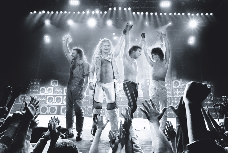 Van Halen photographed live on stage during the Fair Warning Tour, 1981, by Mark Weiss.